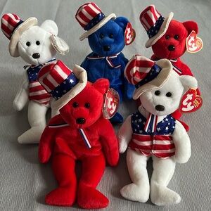 Final clearance price …..Lot of 5 “Sam” Beanie Bears with tags